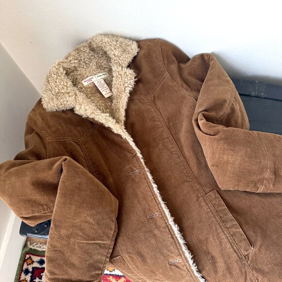 VTG Abercrombie & Fitch Women's Corduroy Jacket Brown Size Small Y2K Sherpa - Picture 12 of 12